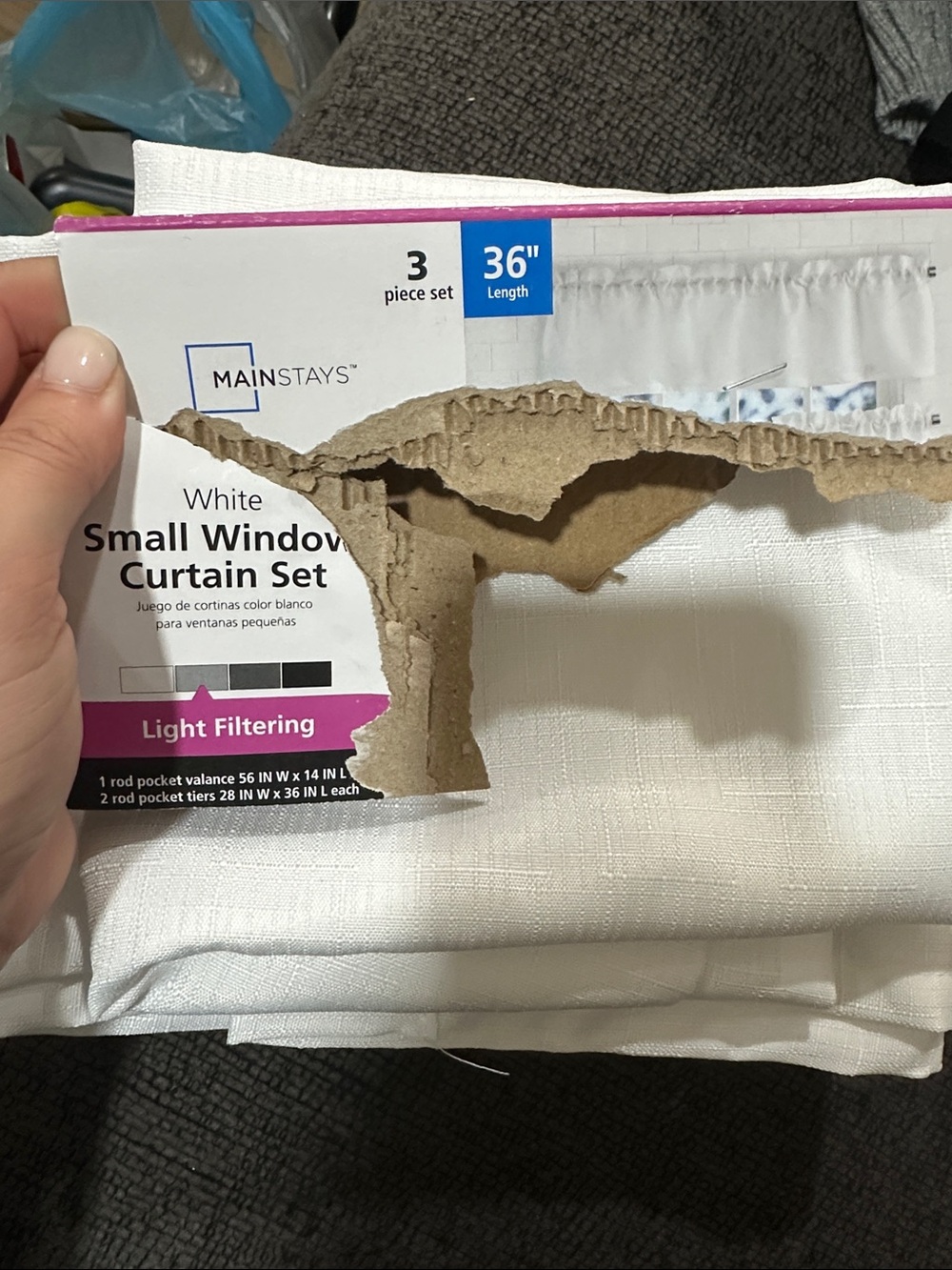 Mainstays White Light-Filtering Small Window Curtain Set